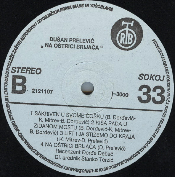 DuÅ¡an PreleviÄ‡ - Na OÅ¡trici BrijaÄa (LP, Album)