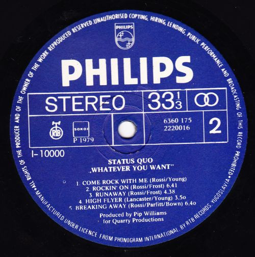 Status Quo - Whatever You Want (LP, Album, RE, RP)