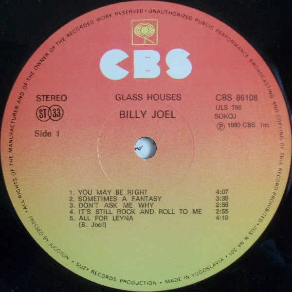 Billy Joel - Glass Houses (LP, Album)