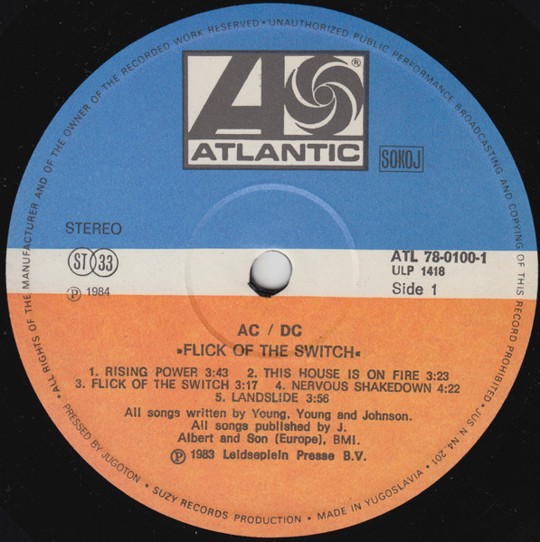 AC/DC - Flick Of The Switch (LP, Album)