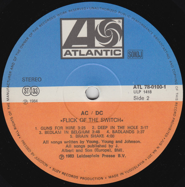 AC/DC - Flick Of The Switch (LP, Album)