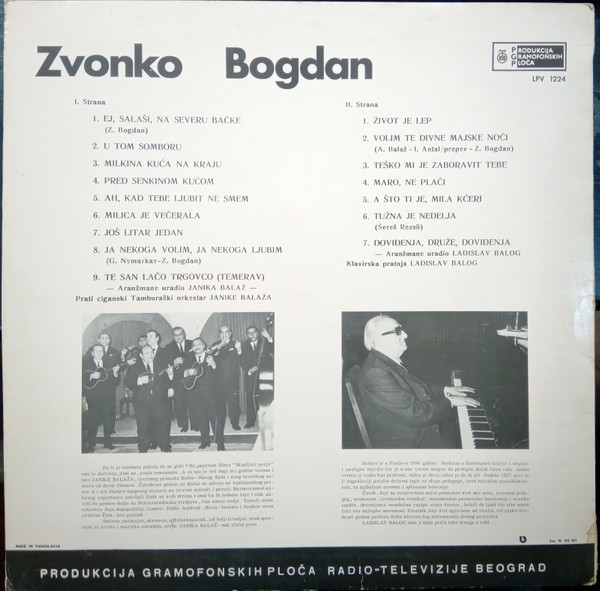 Zvonko Bogdan - Pesmo Stara, Ljubavi Moja (LP, Album, RE, RP, 2X )