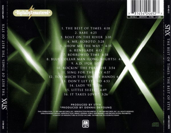Styx - The Best Of Times: The Best Of Styx (CD, Comp, RM, RP)