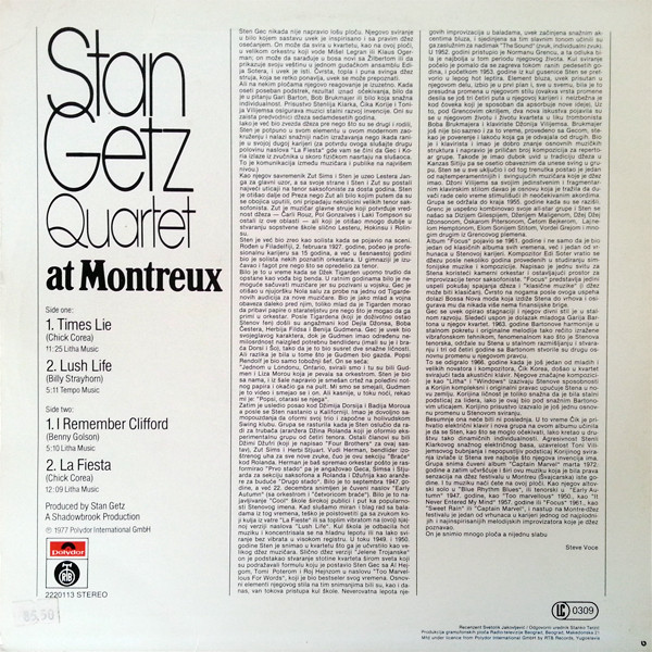 Stan Getz Quartet - At Montreux (LP, Album, RE)