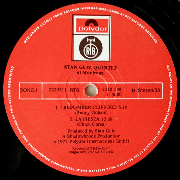 Stan Getz Quartet - At Montreux (LP, Album, RE)