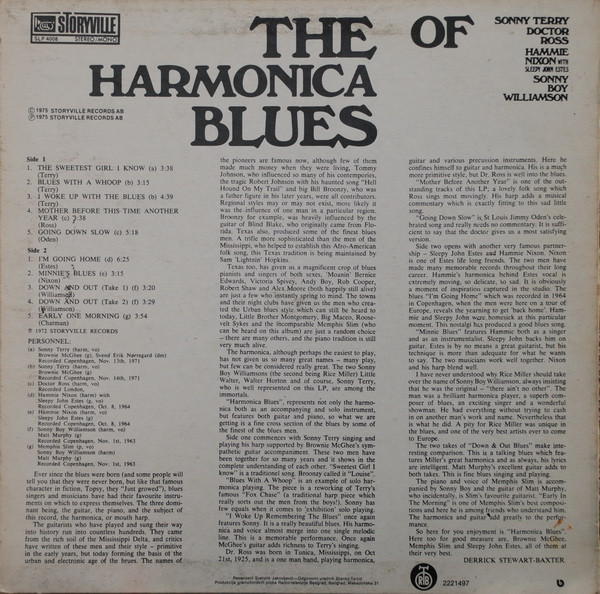 Sonny Terry / Doctor Ross / Hammie Nixon With Sleepy John Estes / Sonny Boy Williamson (2) - The Harmonica Blues (LP, Comp, RE)