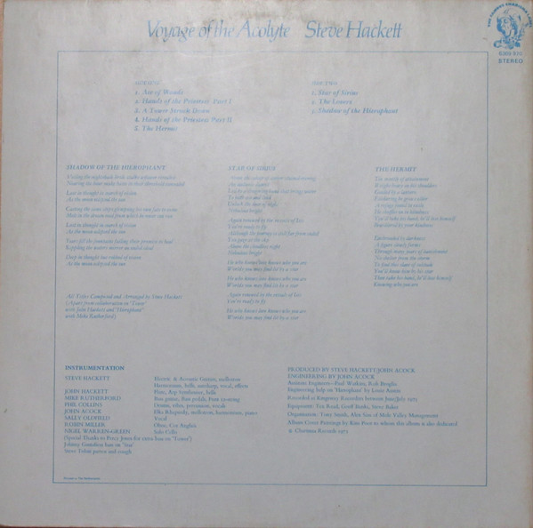 Steve Hackett - Voyage Of The Acolyte (LP, Album, Gat)