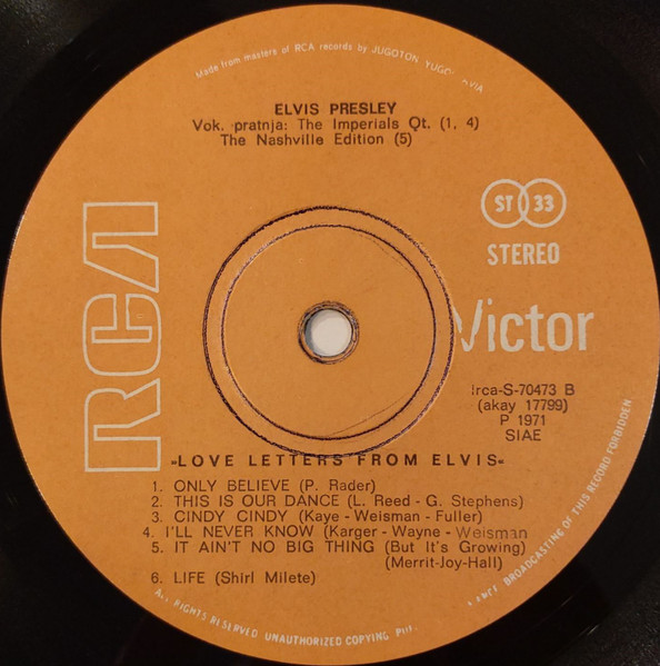Elvis* - Love Letters From Elvis (LP, Album, RP)