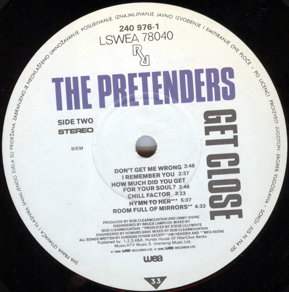 The Pretenders - Get Close (LP, Album)