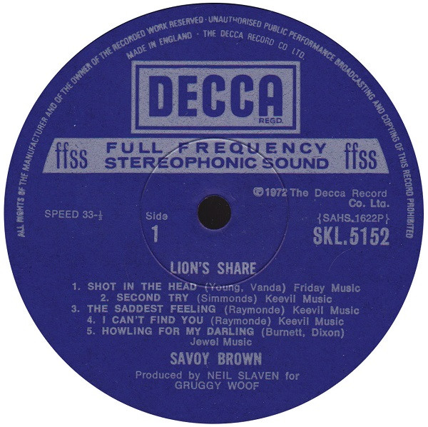 Savoy Brown - Lion's Share (LP, Album)