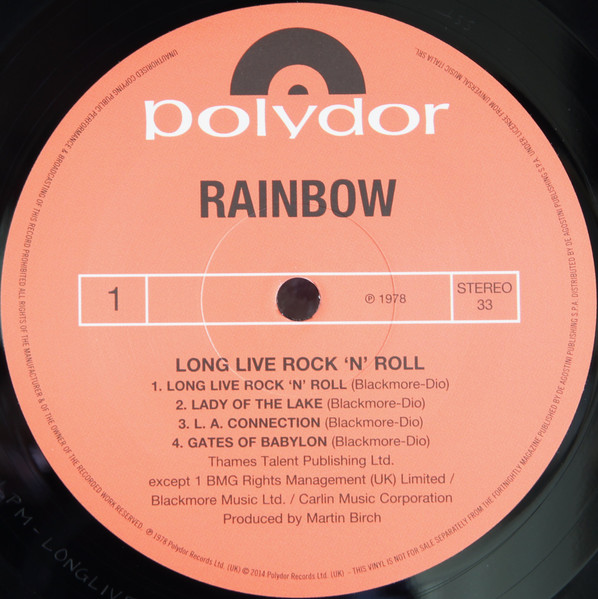 Rainbow - Long Live Rock 'N' Roll (LP, Album, RE, 180)