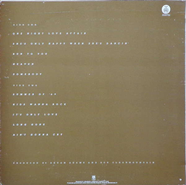 Bryan Adams - Reckless (LP, Album)