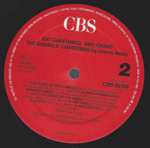 Art Garfunkel / Amy Grant / Jimmy Webb - The Animals' Christmas By Jimmy Webb (LP, Album)