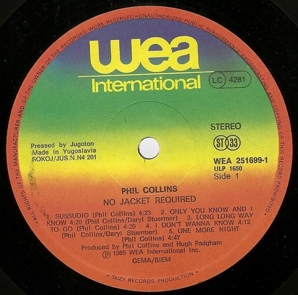 Phil Collins - No Jacket Required (LP, Album)