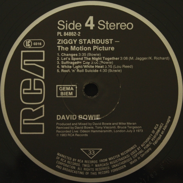 David Bowie - Ziggy Stardust - The Motion Picture (2xLP, Album)