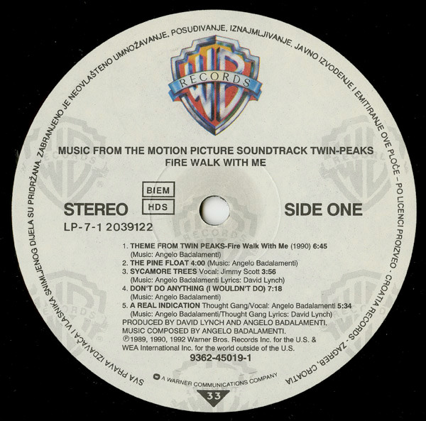 Angelo Badalamenti - Twin Peaks - Fire Walk With Me (Music From The Motion Picture Soundtrack) (LP, Album)