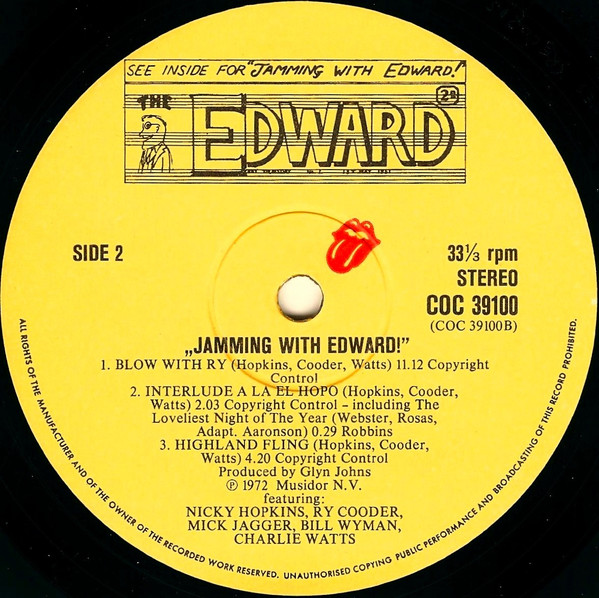 Nicky Hopkins, Ry Cooder, Mick Jagger, Bill Wyman, Charlie Watts - Jamming With Edward! (LP, Album)