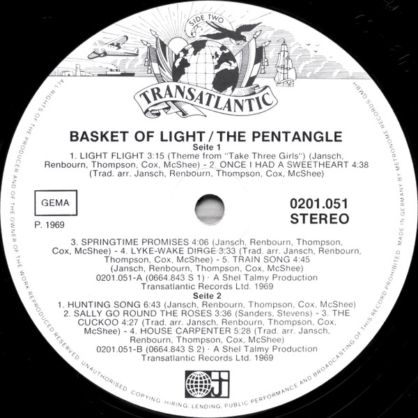 The Pentangle* - Basket Of Light (LP, Album, RE)