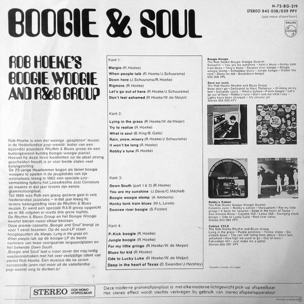 Rob Hoeke or Rob Hoeke's Boogie Woogie And R&B Group - Boogie & Soul (2xLP, Comp + Box, Club)