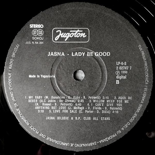 Jasna Bilušić & B.P. Club All Stars - Lady Be Good (LP, Album)