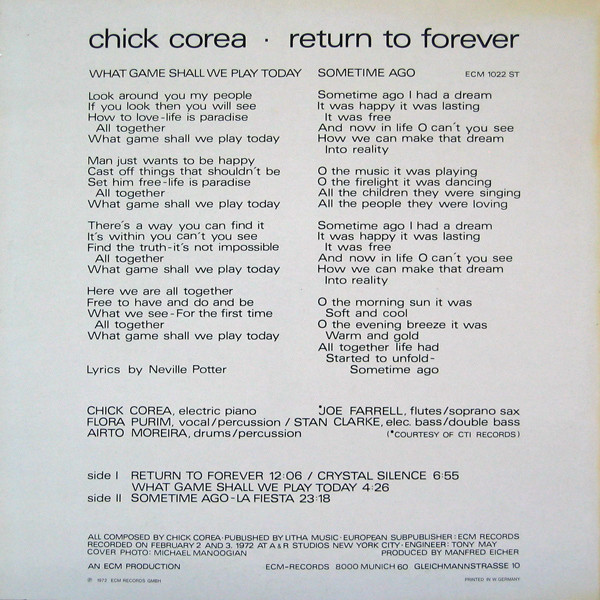 Chick Corea - Return To Forever (LP, Album)