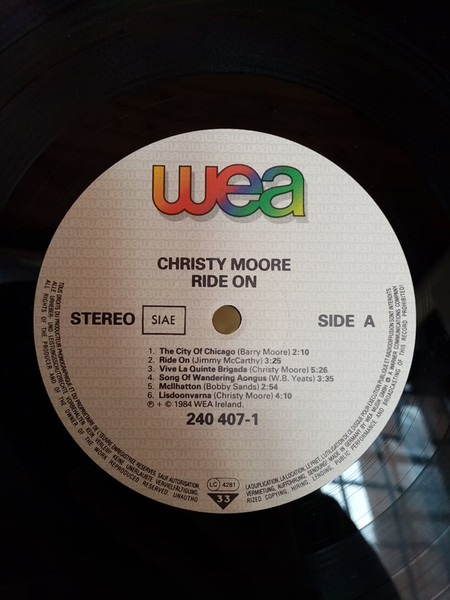 Christy Moore - Ride On (LP, Album)