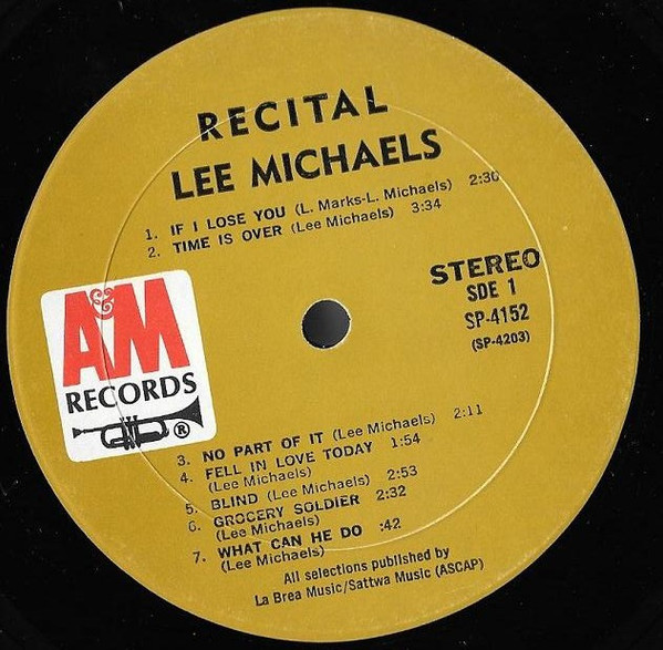 Lee Michaels - Recital (LP, Album, Gat)