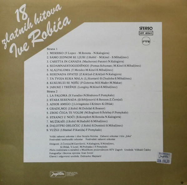 Ivo Robić - 18 Zlatnih Hitova Ive Robića (LP, Comp, RE, RP)