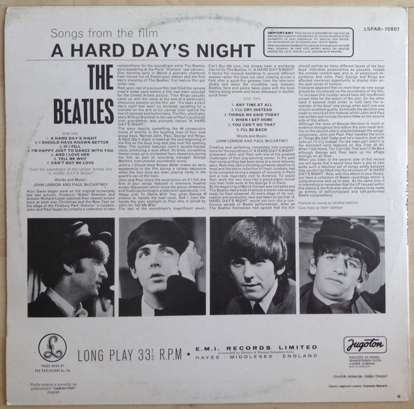 The Beatles - A Hard Day's Night (LP, Album, RE)