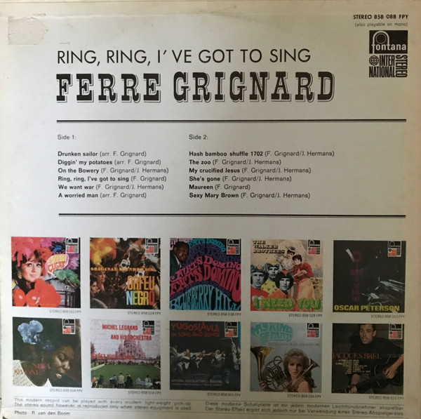 Ferre Grignard - Ring, Ring, I've Got To Sing (LP, Album, RE)