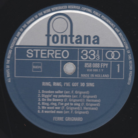 Ferre Grignard - Ring, Ring, I've Got To Sing (LP, Album, RE)