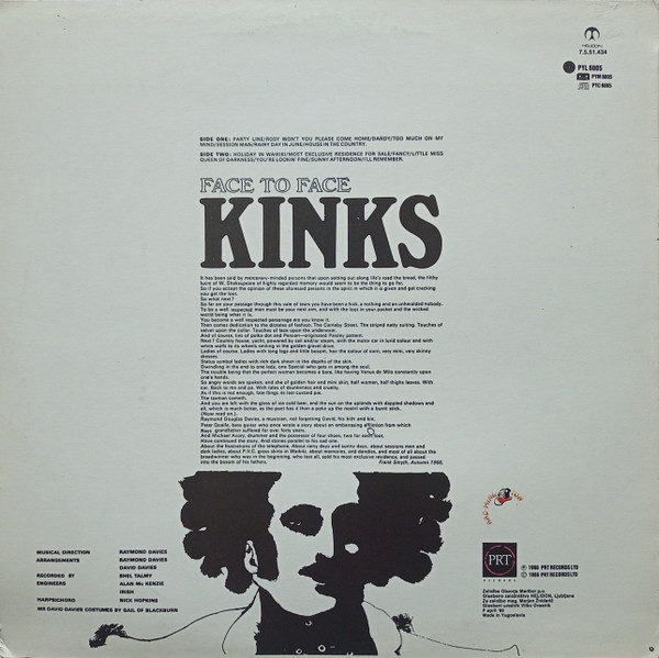 The Kinks - Face To Face (LP, Album, RE)