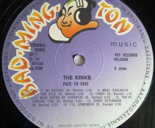 The Kinks - Face To Face (LP, Album, RE)