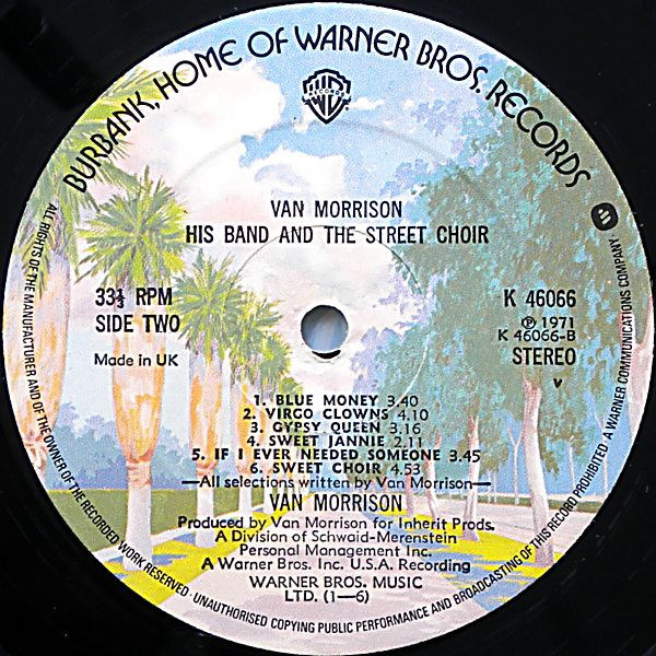 Van Morrison - His Band And The Street Choir (LP, Album, RE, Gat)