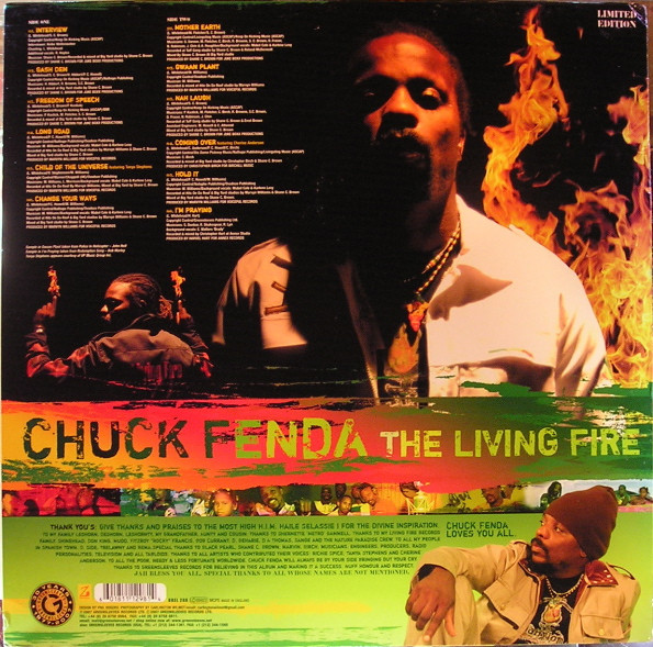 Chuck Fenda* - The Living Fire (LP, Album, Ltd)