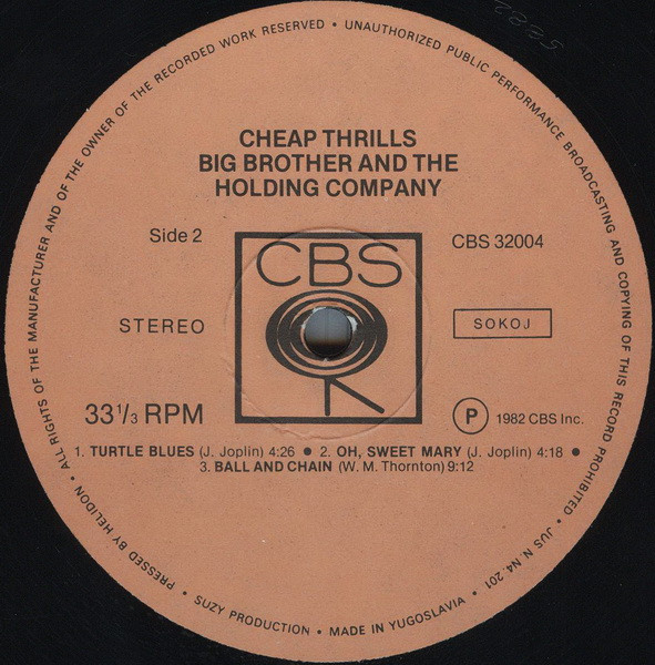 Big Brother & The Holding Company - Cheap Thrills (LP, Album, RE)