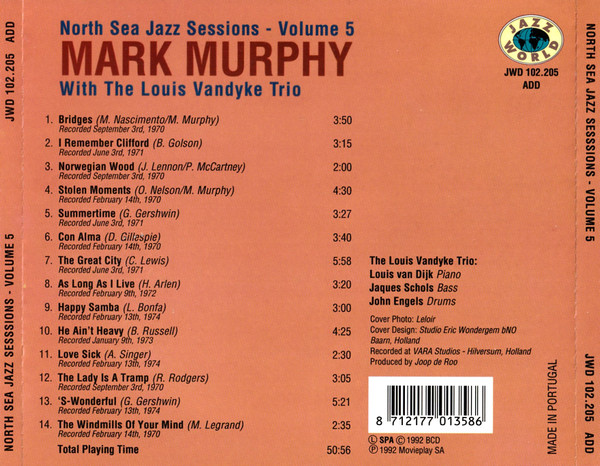 Mark Murphy With The Louis Vandyke Trio* - North Sea Jazz Sessions Volume 5 (CD, Comp)