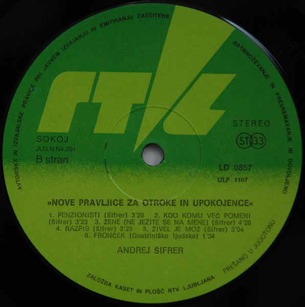 Andrej Šifrer - Nove Pravljice Za Otroke In Upokojence (LP, Album)
