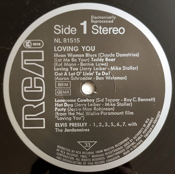 Elvis Presley - Loving You (LP, Album, RE)