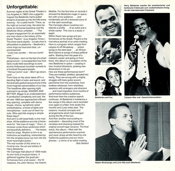 Harry Belafonte - Belafonte At The Greek Theatre (2xLP, Album, RE)