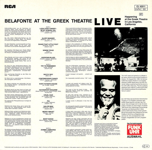 Harry Belafonte - Belafonte At The Greek Theatre (2xLP, Album, RE)