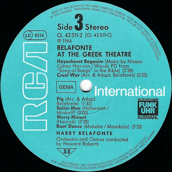 Harry Belafonte - Belafonte At The Greek Theatre (2xLP, Album, RE)