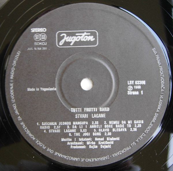 Tutti Frutti Band* - Stvari Lagane (LP, Album, Gre)