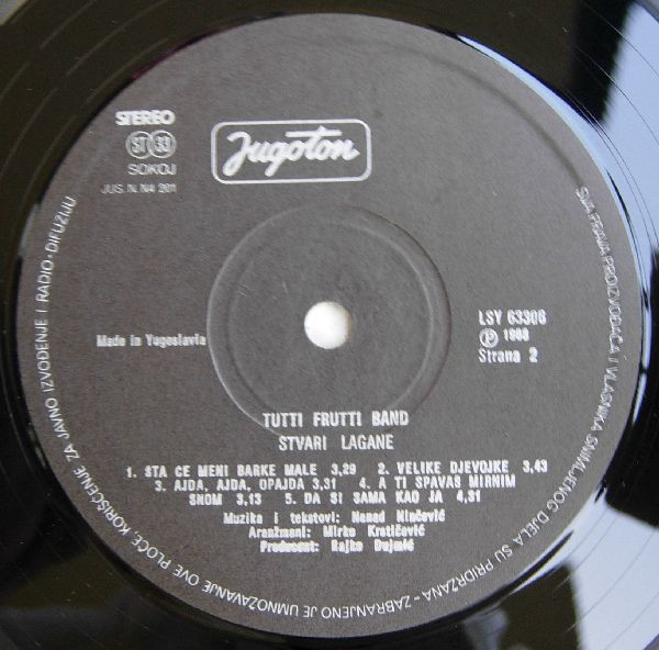 Tutti Frutti Band* - Stvari Lagane (LP, Album, Gre)
