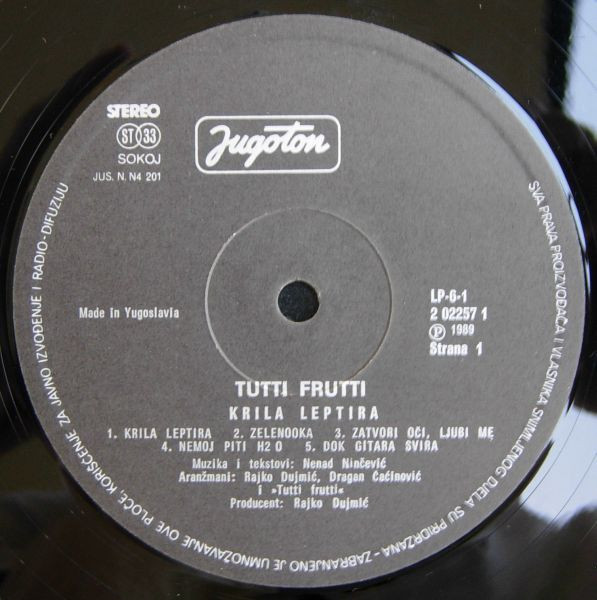 Tutti Frutti (5) - Krila Leptira (LP, Album)