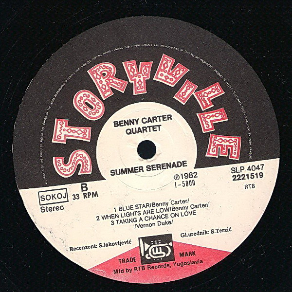 Benny Carter Quartet* - Summer Serenade (LP, Album)