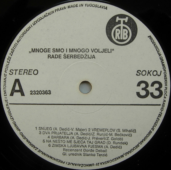 Rade Šerbedžija - Mnoge Smo I Mnogo Voljeli (LP, Album)