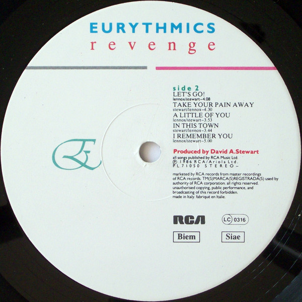 Eurythmics - Revenge (LP, Album, Ita)