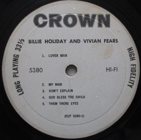 Billie Holiday / Vivian Fears - Billie Holiday And Vivian Fears (LP, Comp)