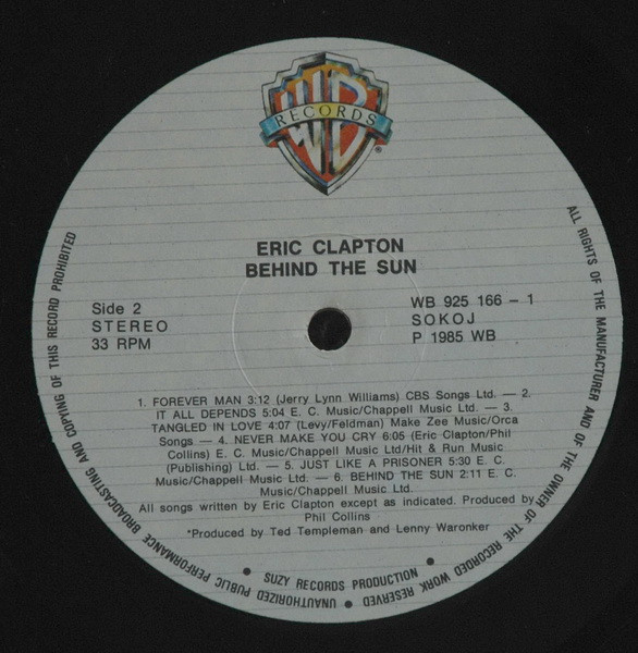 Eric Clapton - Behind The Sun (LP, Album, Gat)